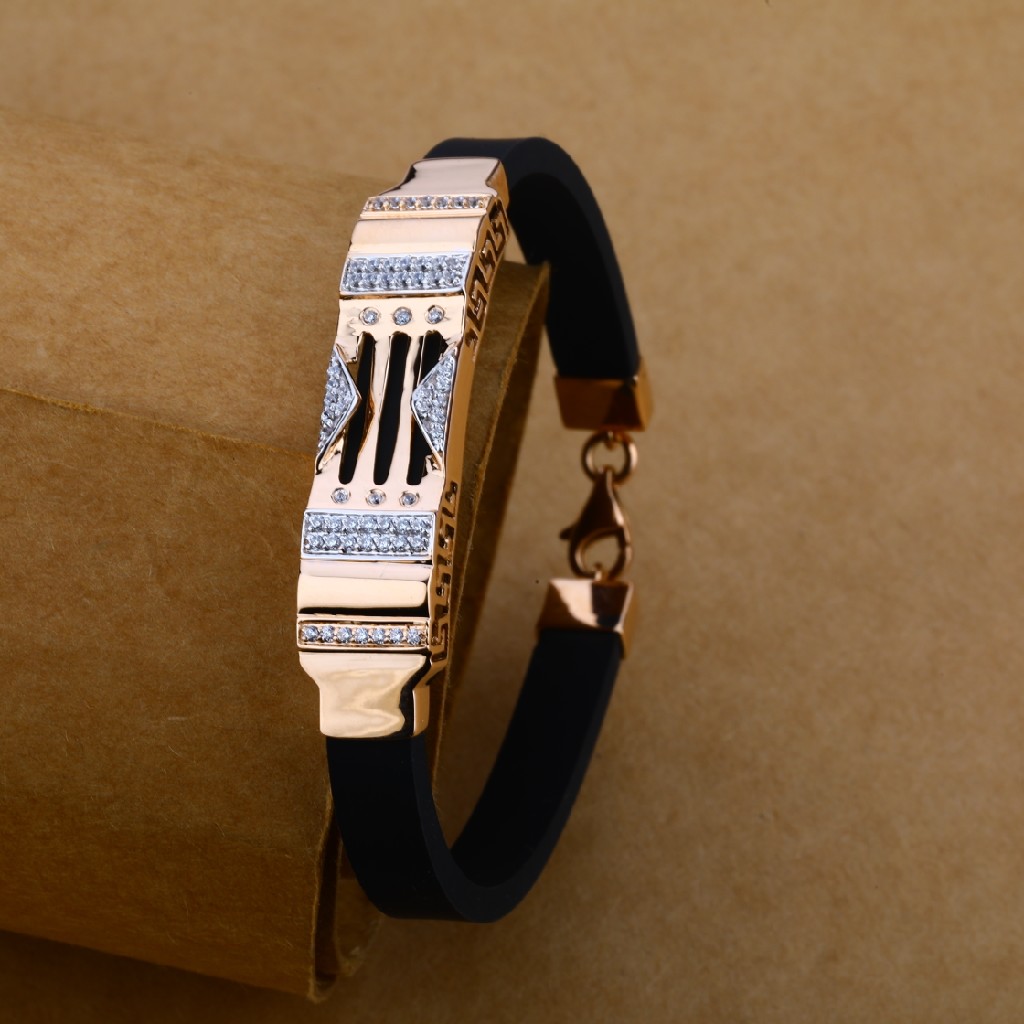 Rose Gold Mens Leather Bracelet-MLB34