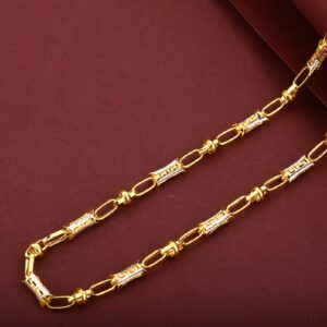 Mens 22K Gold Plain Cz Turkey Chain-MTC28