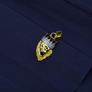 Men's Exclusive 916 Fancy Lion Crown  Gold Pendant- MFP07