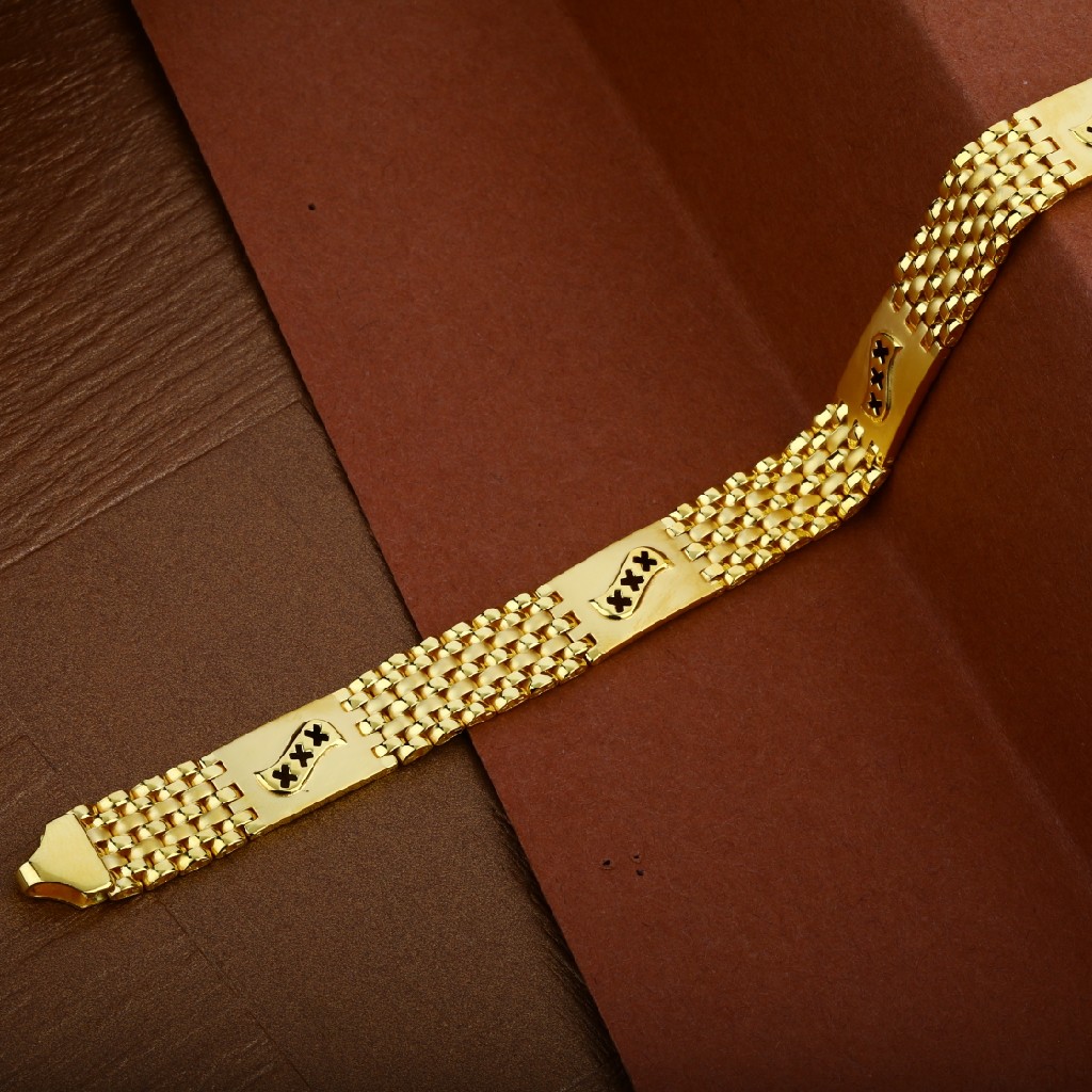 Mens 22K Gold Plain Cz Bracelet-MCRB01