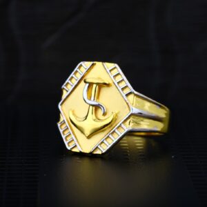 Mens 22K Fancy Cz Plain Gold Ring-MPR22