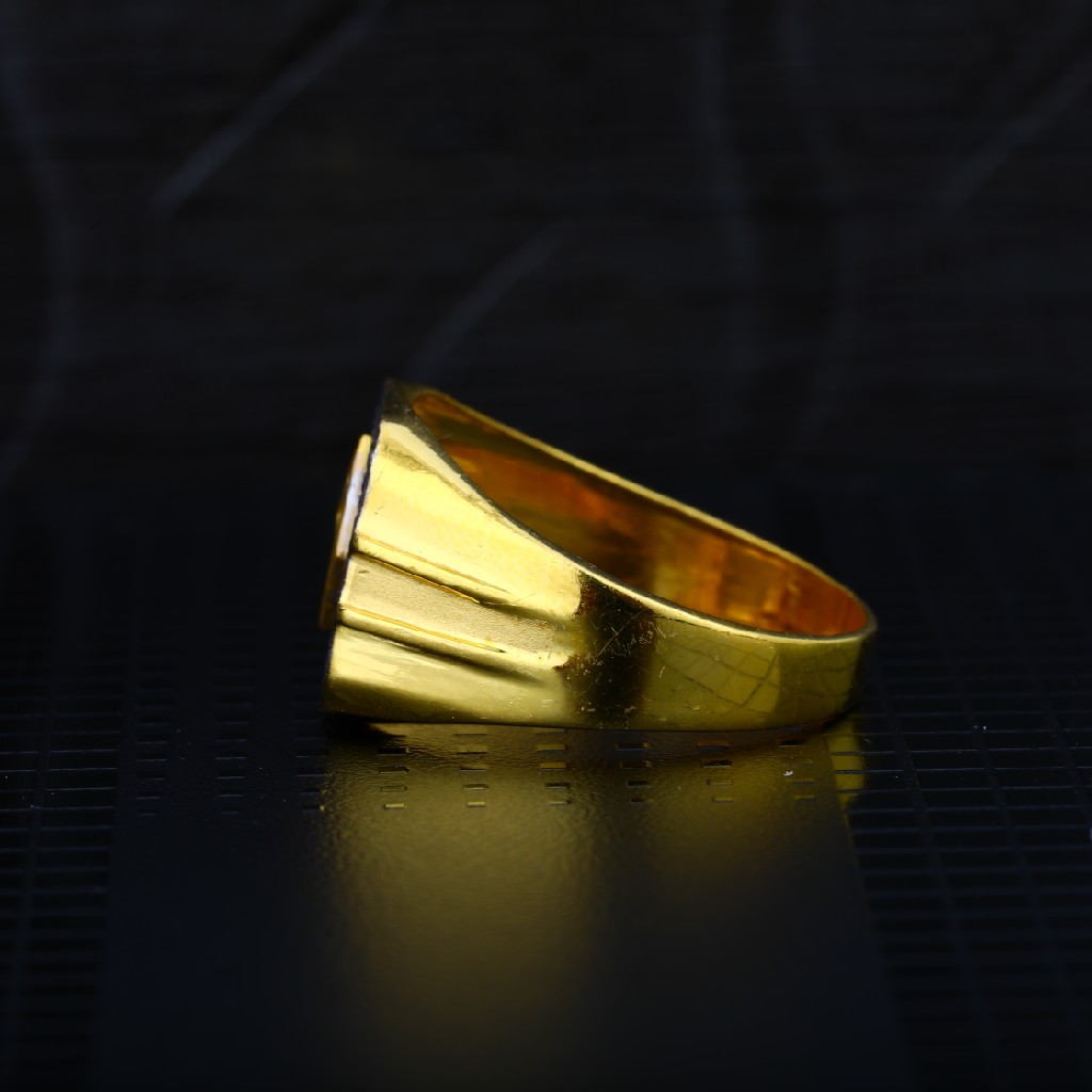 Mens 22K Plain Simple Gold Rodium Daily Wear Cz Ring-MPR20 - Image 3