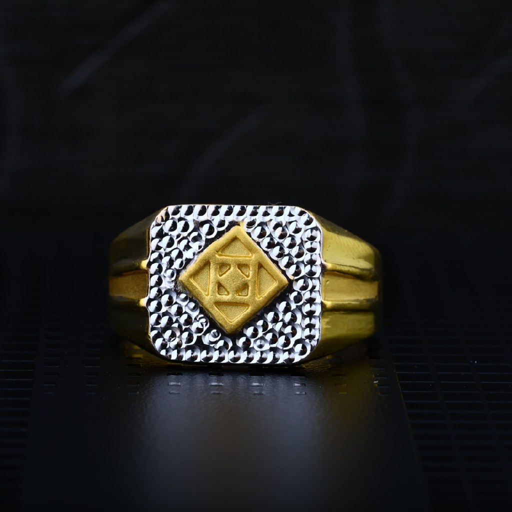 Mens 22K Plain Simple Gold Rodium Daily Wear Cz Ring-MPR20 - Image 2