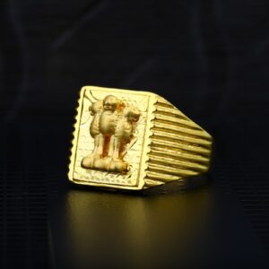 Mens 22K Ashok Stambh Plain Cz Gold Ring-MPR16