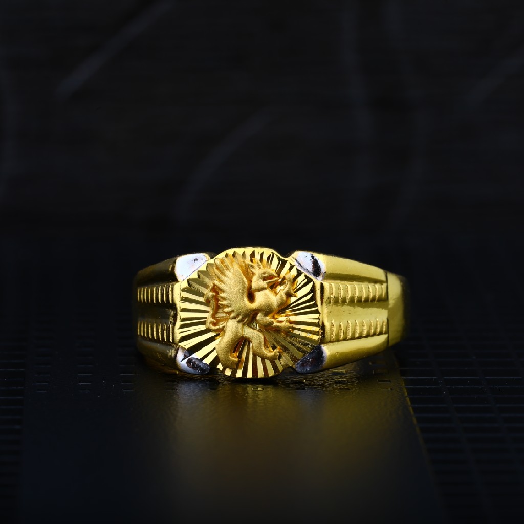 Mens 916 Gold Dragon Plain Cz Ring-MPR14 - Image 2