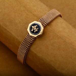 18K Mens Spring Rose Gold Leather Bracelet-MLB18