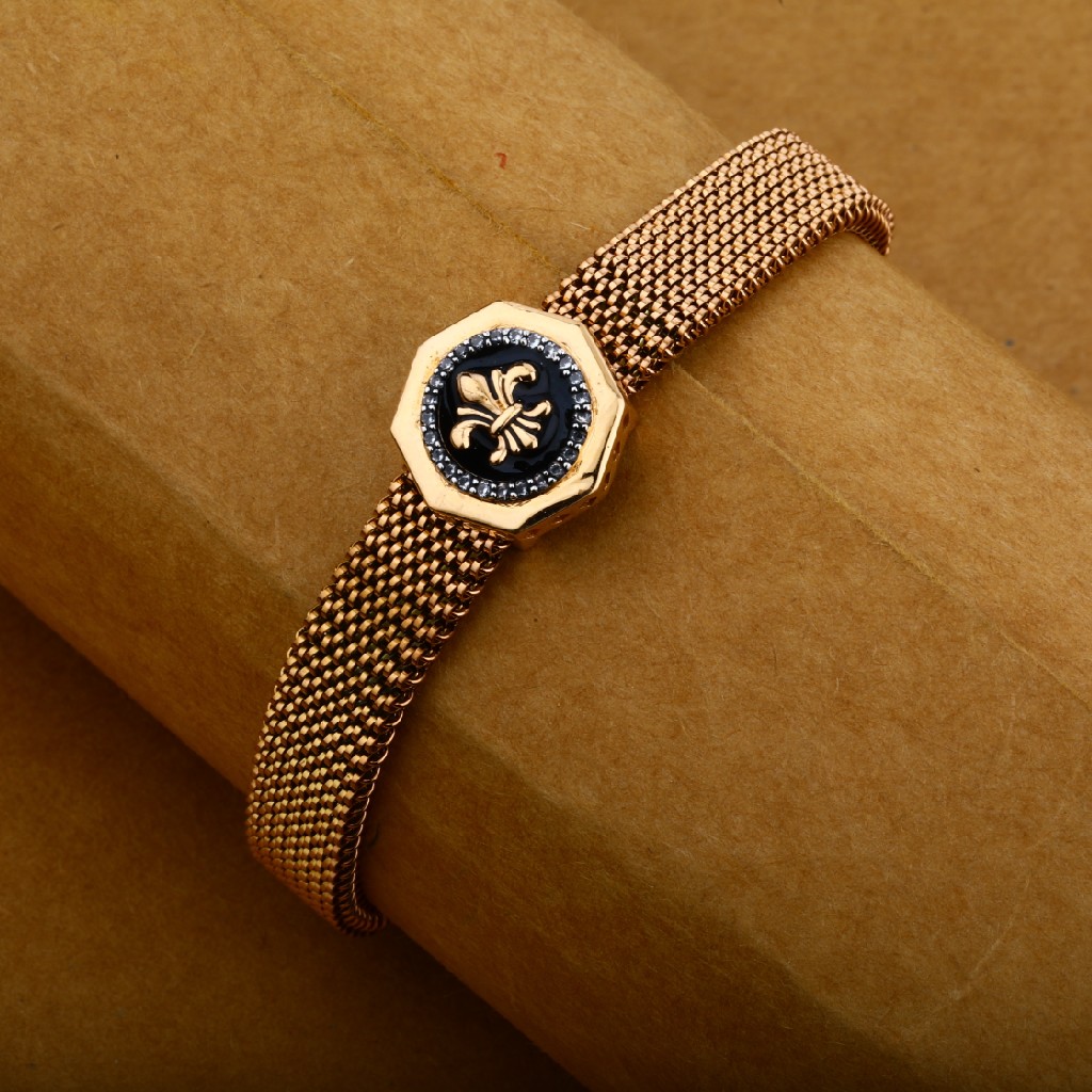 18K Mens Spring Rose Gold Leather Bracelet-MLB18