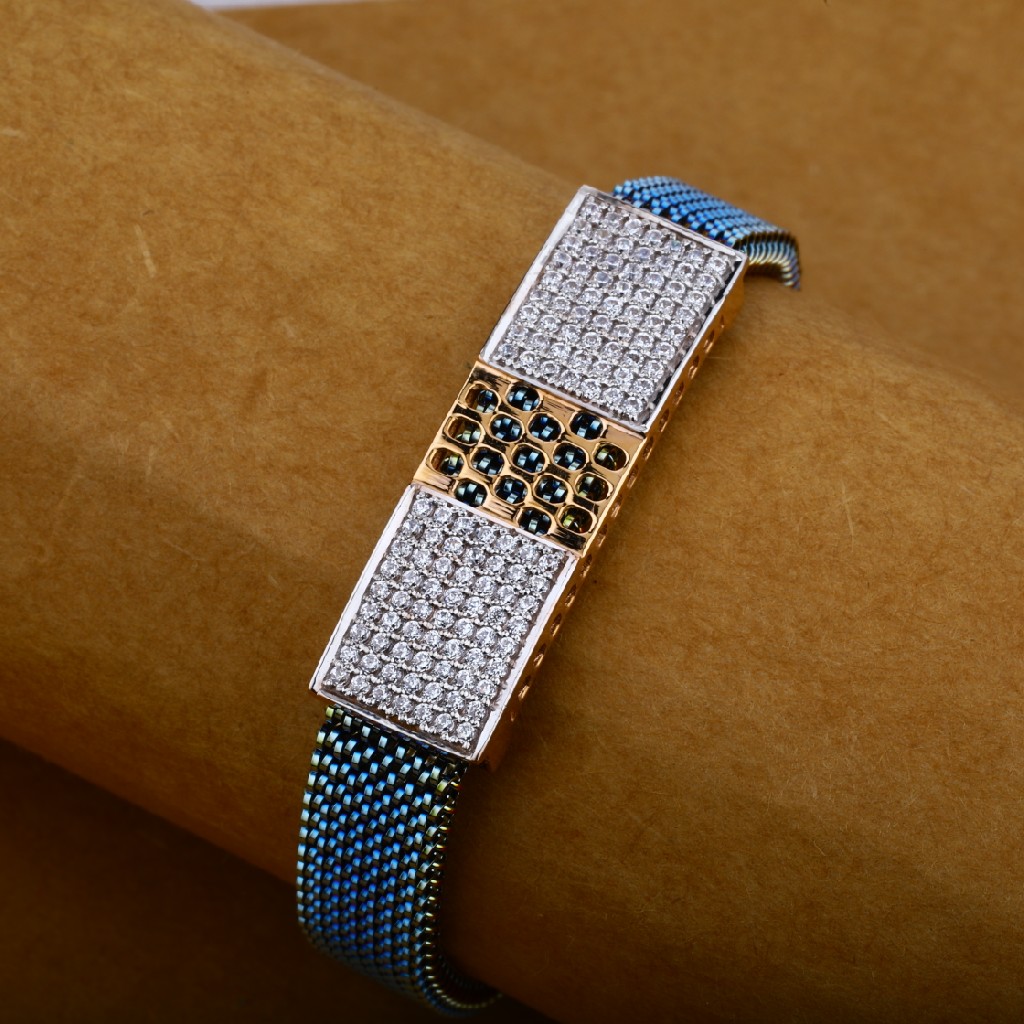 Mens Exclusive Rose Gold Diamond Spring 18K Leather Bracelet-MLB08 - Image 2
