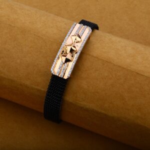 Mens 18K Rose Gold Adjustable Designer Spring Bracelet-MLB05