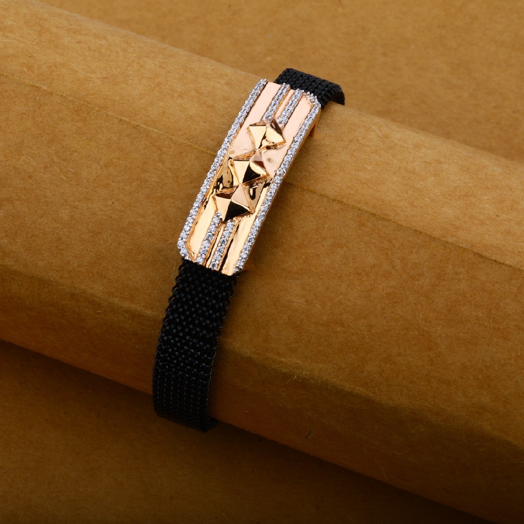 Mens 18K Rose Gold Adjustable Designer Spring Bracelet-MLB05