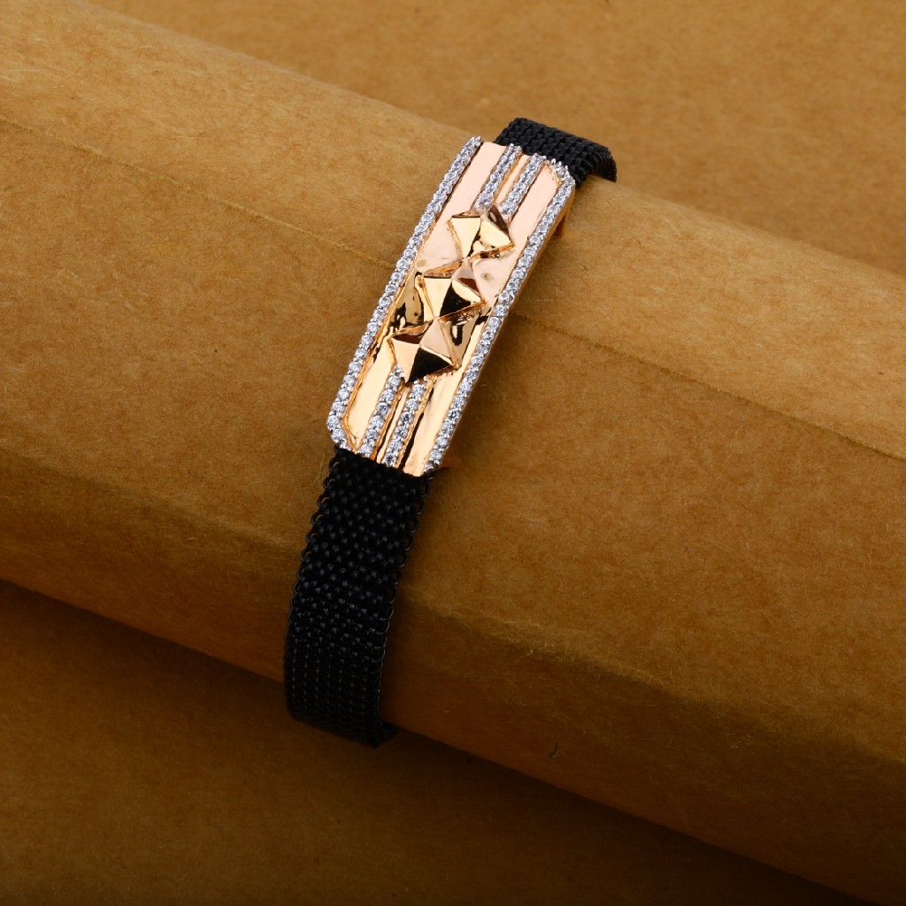 Mens 18K Rose Gold Adjustable Designer Spring Bracelet-MLB05