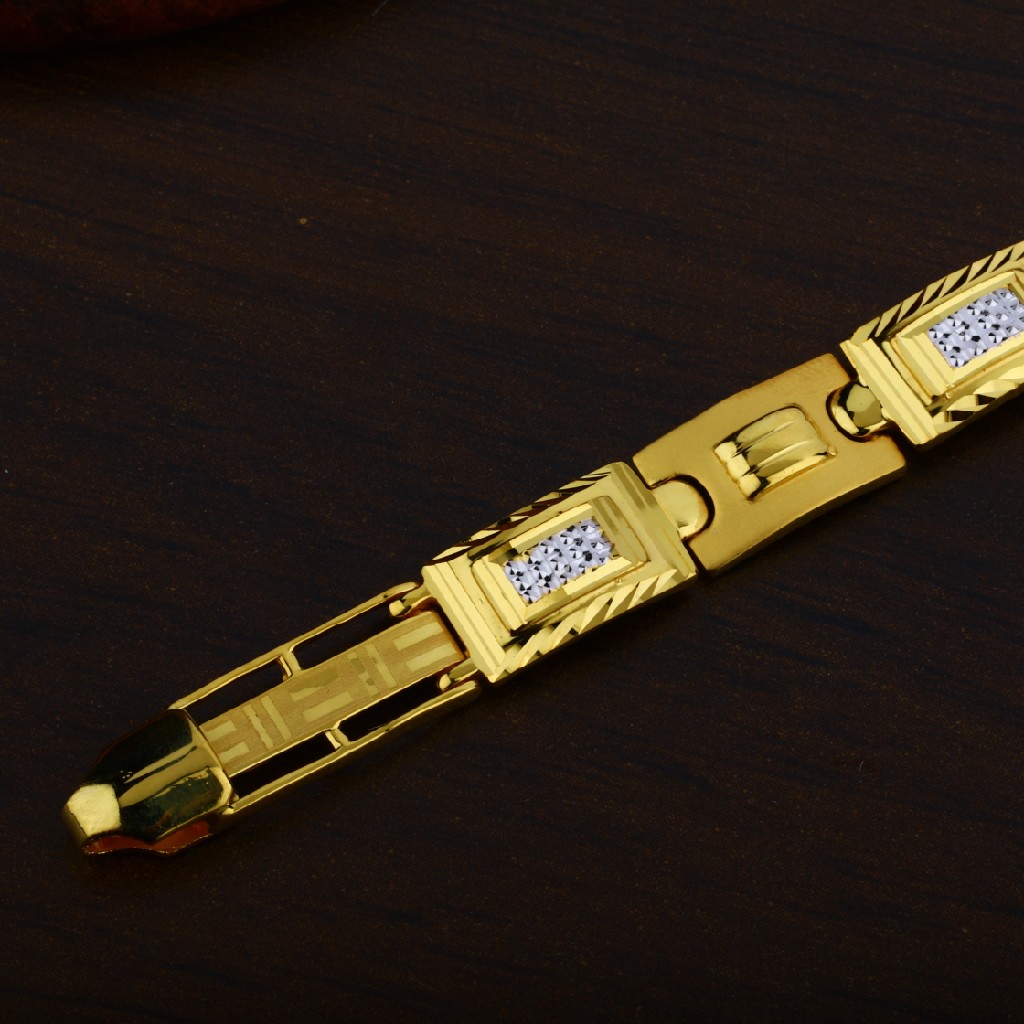 916 Gold Plain Casting Delicate Mens Bracelet-MPB53 - Image 3
