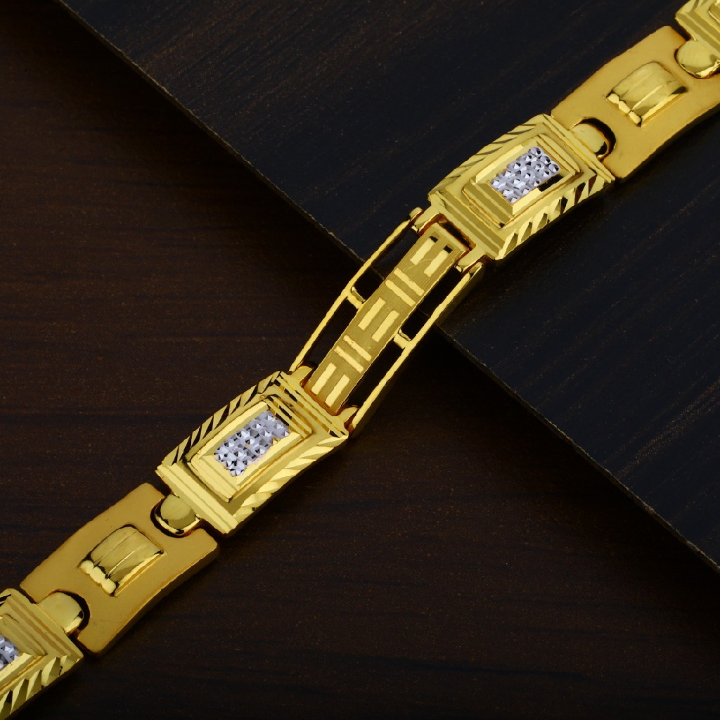 916 Gold Plain Casting Delicate Mens Bracelet-MPB53 - Image 2