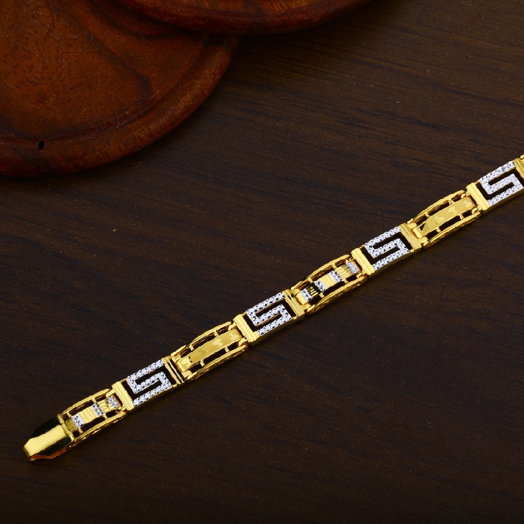 Light Weight 916 Plain Cz Gold Mens Bracelet-MPB51