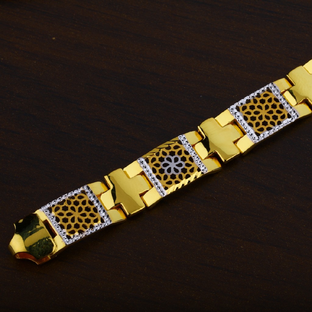 Mens 22K Gold Plain Casting Rodium Bracelet-MPB50 - Image 3