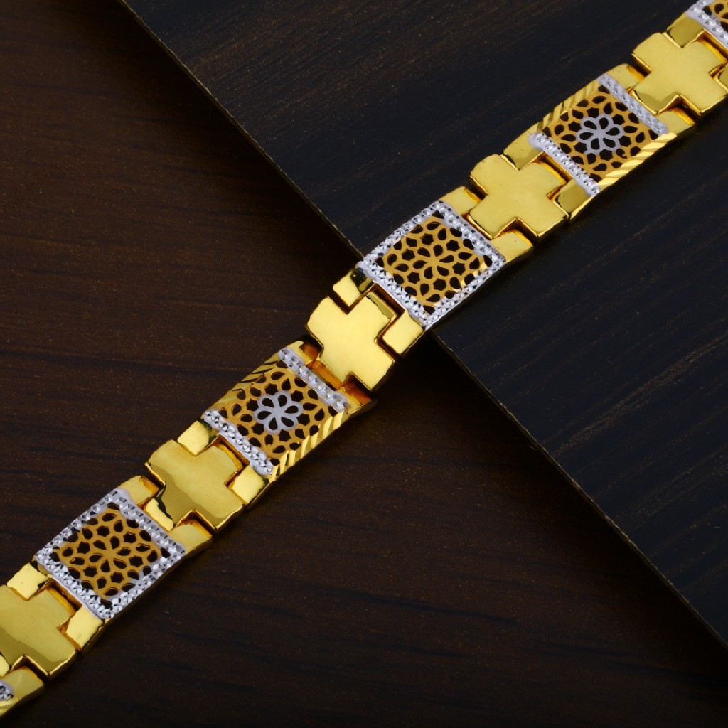 Mens 22K Gold Plain Casting Rodium Bracelet-MPB50 - Image 2