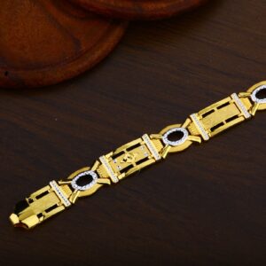22K Gold Broad Plain Casting Mens Bracelet-MPB49