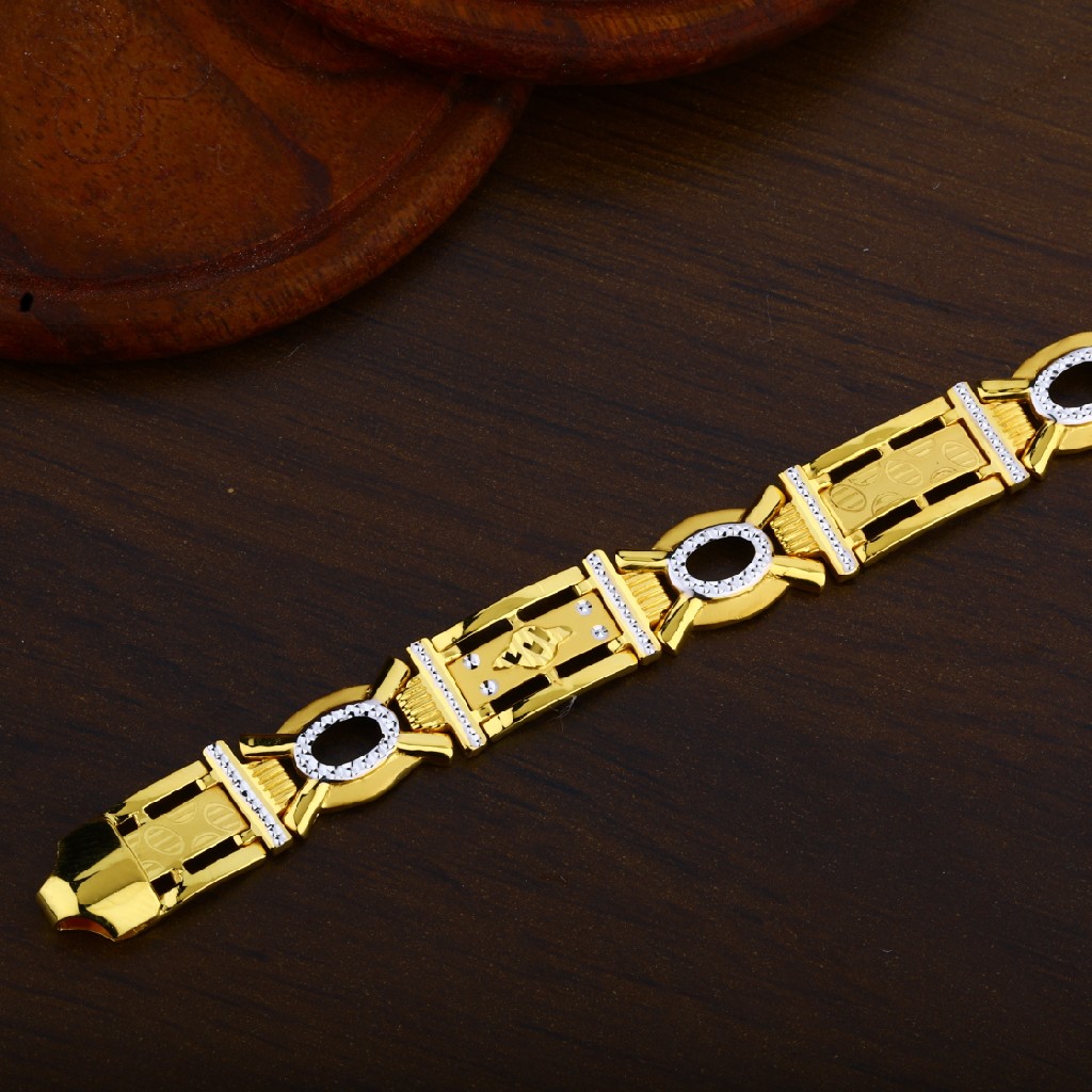 22K Gold Broad Plain Casting Mens Bracelet-MPB49