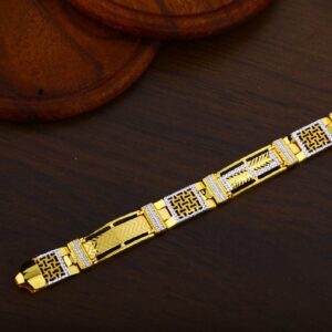 22K Gold Plain Casting Fancy Mens Bracelet-MPB47