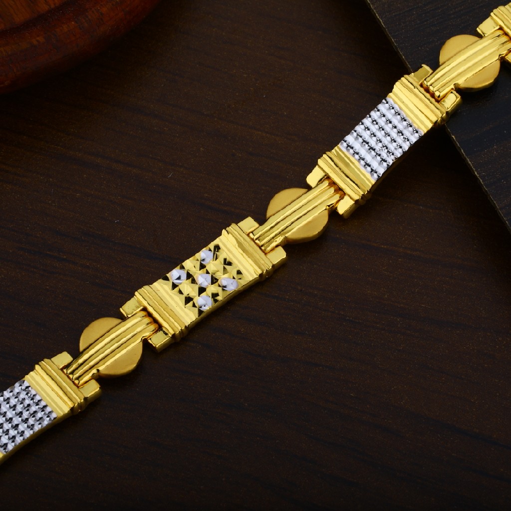 Mens 916 Cz Gold Plain Bracelet-MPB41 - Image 2