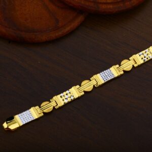 Mens 916  Cz Gold Plain Bracelet-MPB41