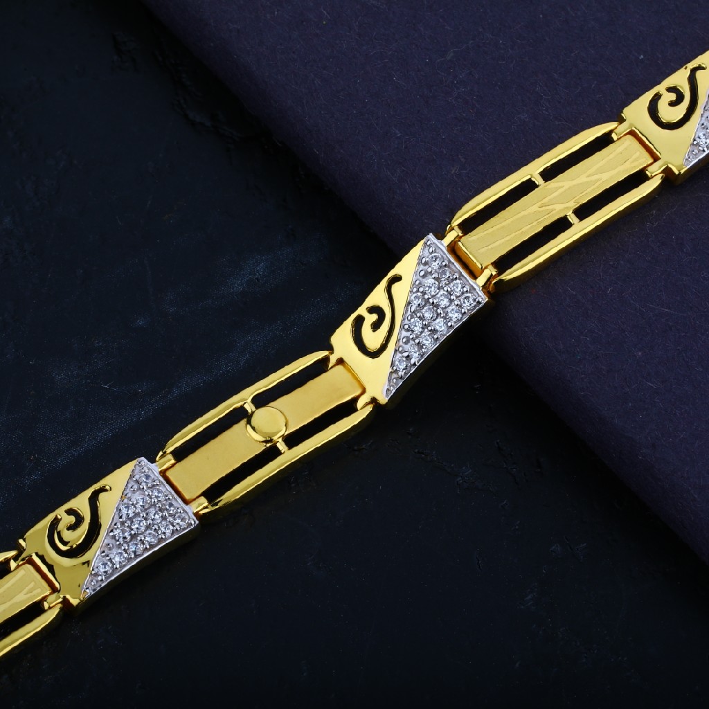 Mens 916 Exclusive Gold Casting Diamond Bracelet-MCB18 - Image 2