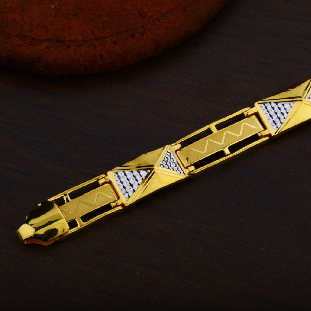 Mens 22K Fancy Gold Cz Plain Bracelet-MPB38 - Image 3