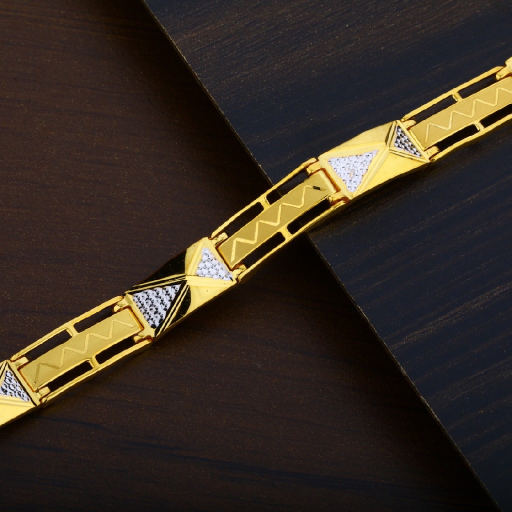 Mens 22K Fancy Gold Cz Plain Bracelet-MPB38 - Image 2