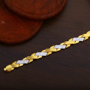 Mens 916 Cz Gold Exclusive Plain Desinger Cz Bracelet-MPB37