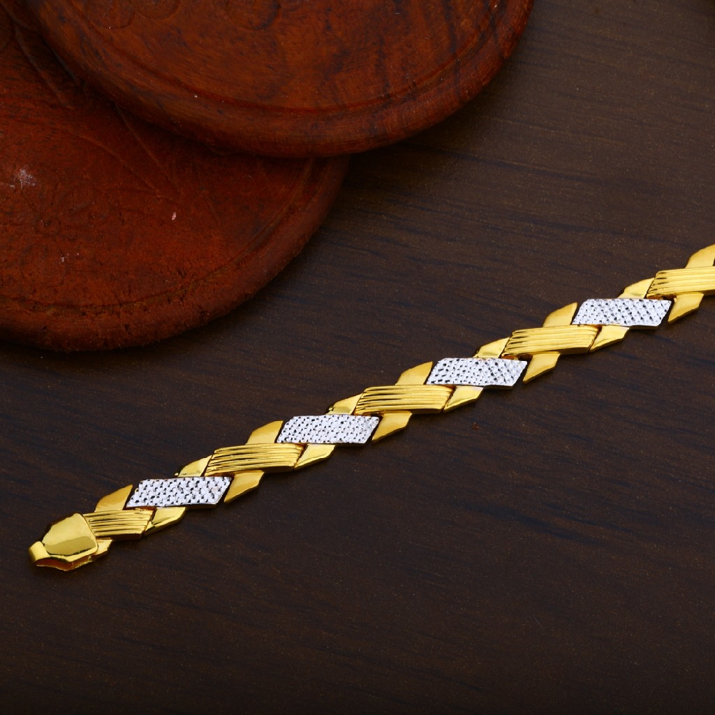 Mens 916 Cz Gold Exclusive Plain Desinger Cz Bracelet-MPB37