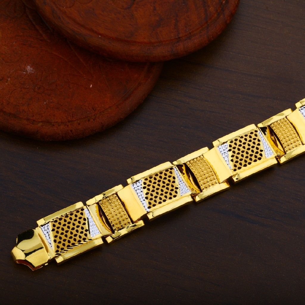 Mens 22K Heavy Weight Gold Plain Cz Bracelet-MPB31