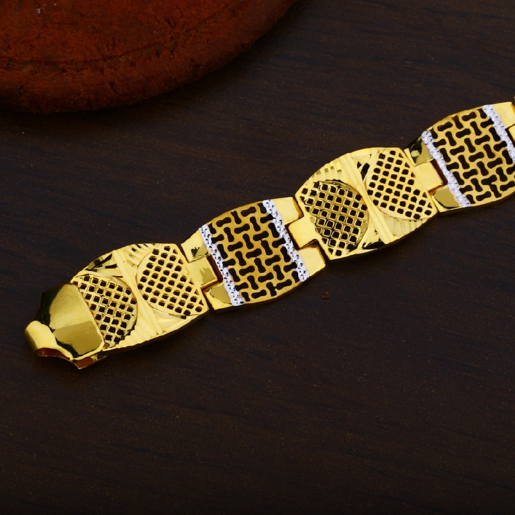 Mens 22K Desinger Plain Gold Cz Bracelet-MPB30 - Image 3