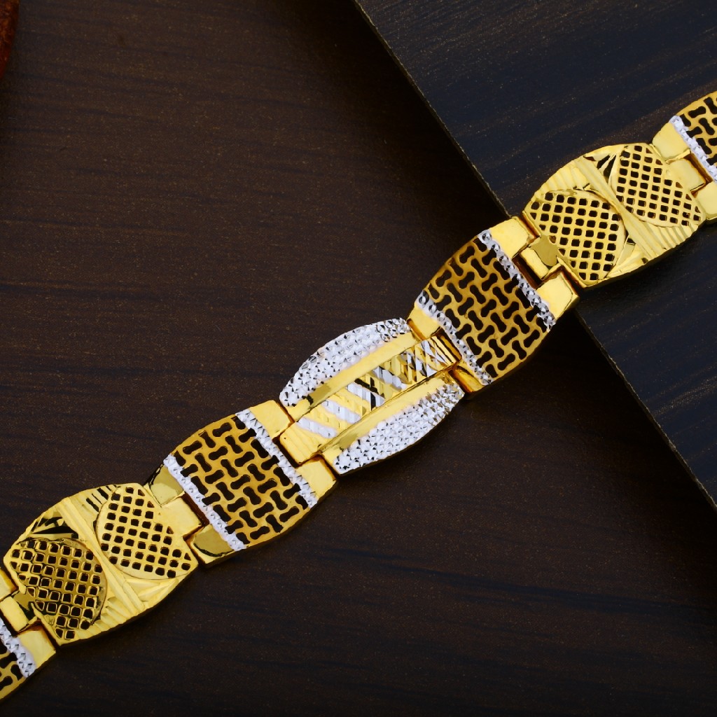 Mens 22K Desinger Plain Gold Cz Bracelet-MPB30 - Image 2