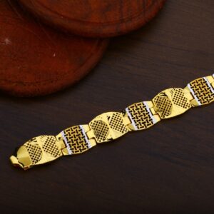 Mens 22K Desinger Plain Gold Cz Bracelet-MPB30