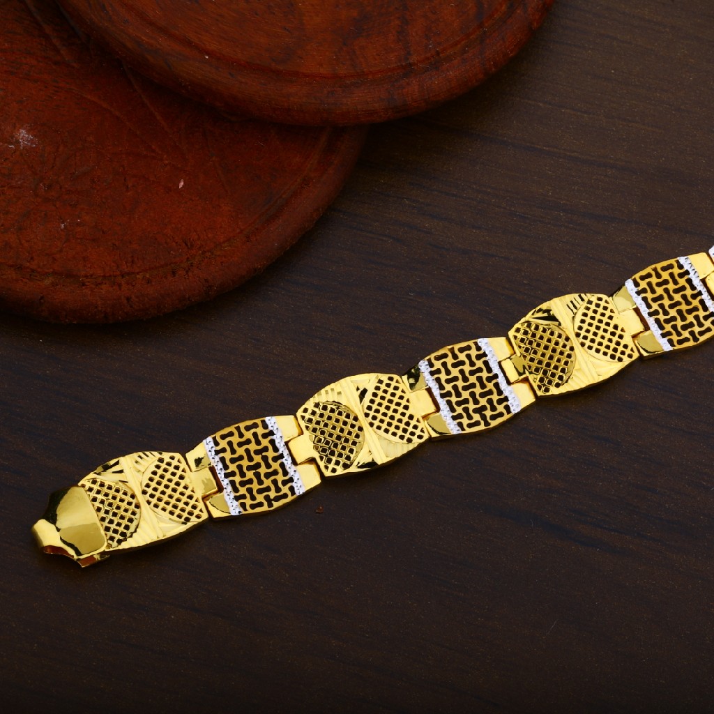 Mens 22K Desinger Plain Gold Cz Bracelet-MPB30