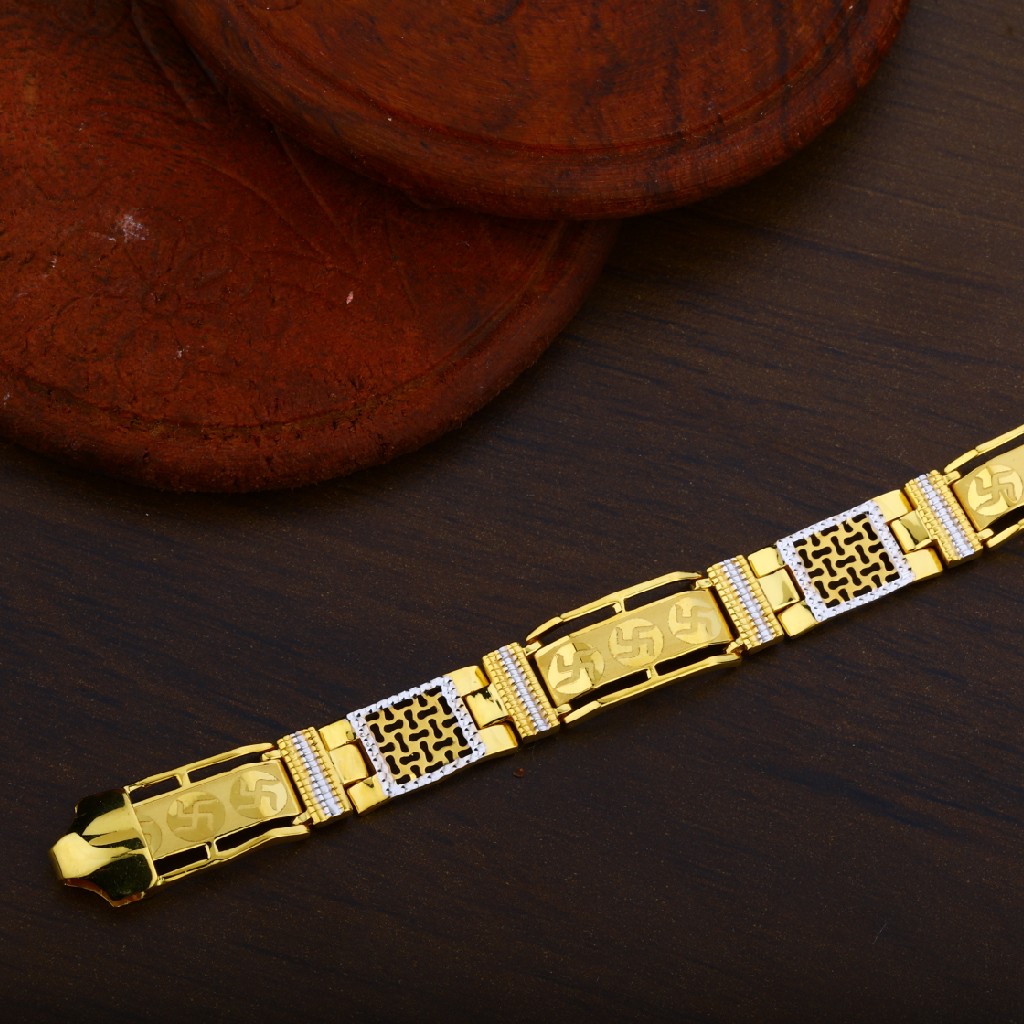 Mens 916 Gold Sathiya Design Plain Cz Bracelet-MPB23