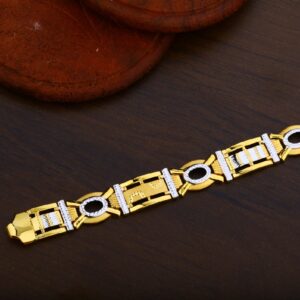 Mens 916 Plain Broad Cz Fancy Bracelet-MPB21