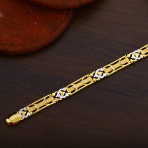 Mens 916 Light Weight Cz Gold Bracelet-MPB18