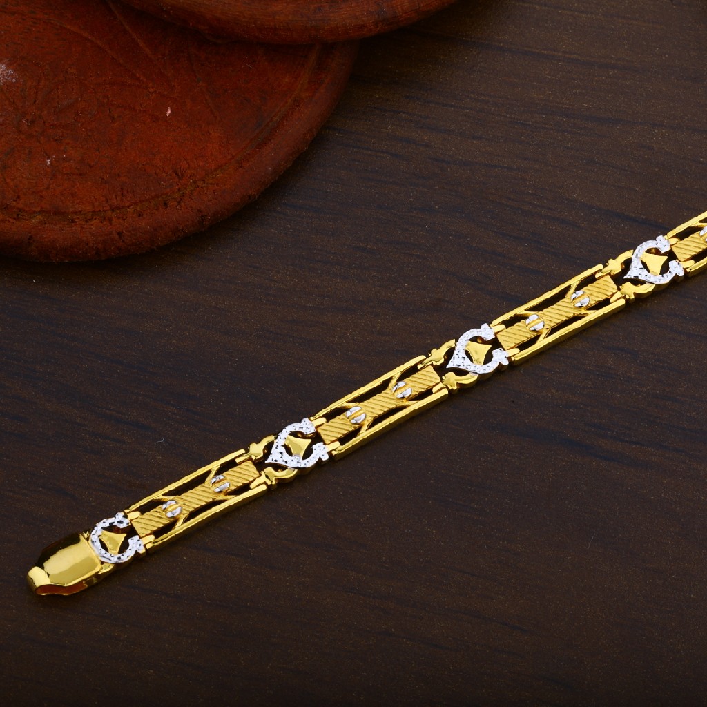 Mens 916 Light Weight Cz Gold Bracelet-MPB18
