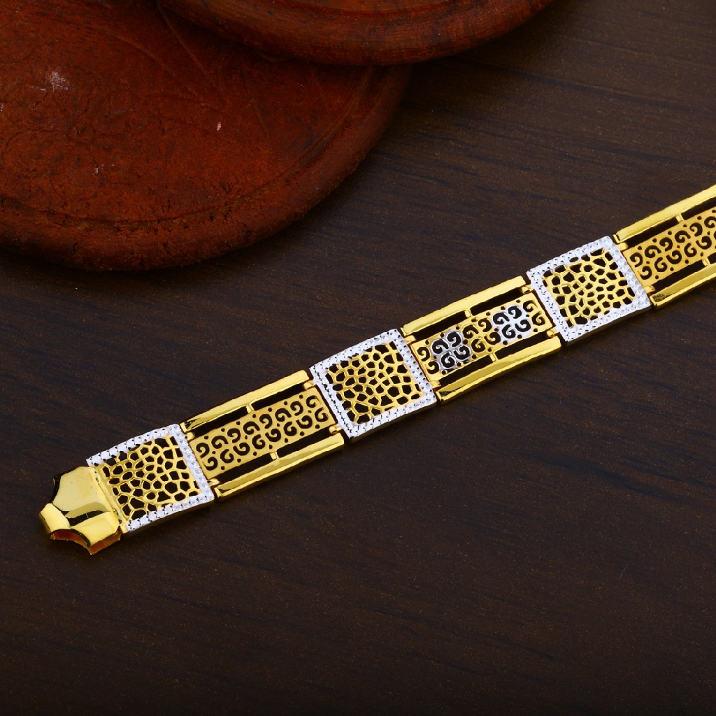 Mens 22K Gold Rodium Plain Cz Bracelet-MPB16