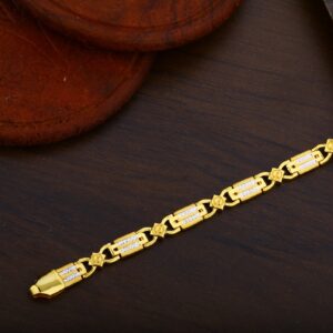 Mens Daily Wear 22K Gold Cz Plain Bracelet-MPB13