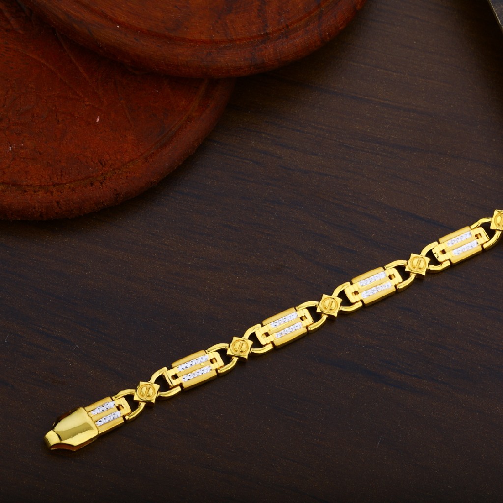 Mens Daily Wear 22K Gold Cz Plain Bracelet-MPB13