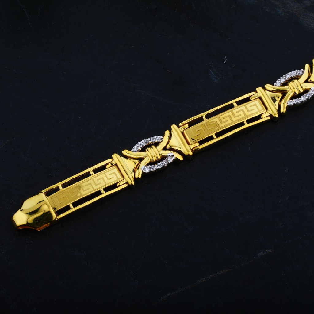 Mens Exclusive 916 Desinger Gold Cz Bracelet-MCB13 - Image 3