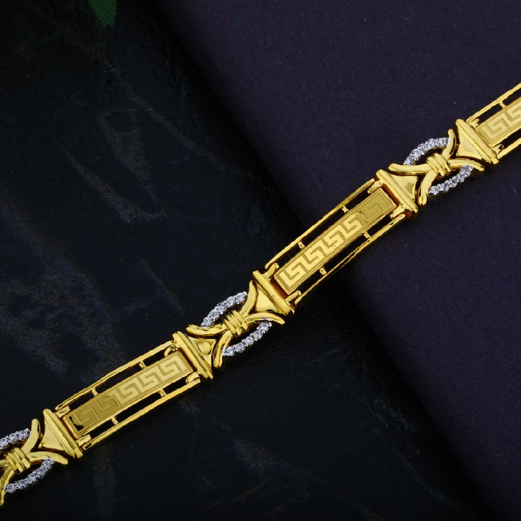 Mens Exclusive 916 Desinger Gold Cz Bracelet-MCB13 - Image 2