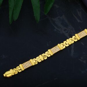 Mens 916 Diamond Gold Cz Fancy Bracelet-MCB05