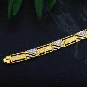 Mens Diamond Casting 22K Gold Cz Bracelet-MCB04