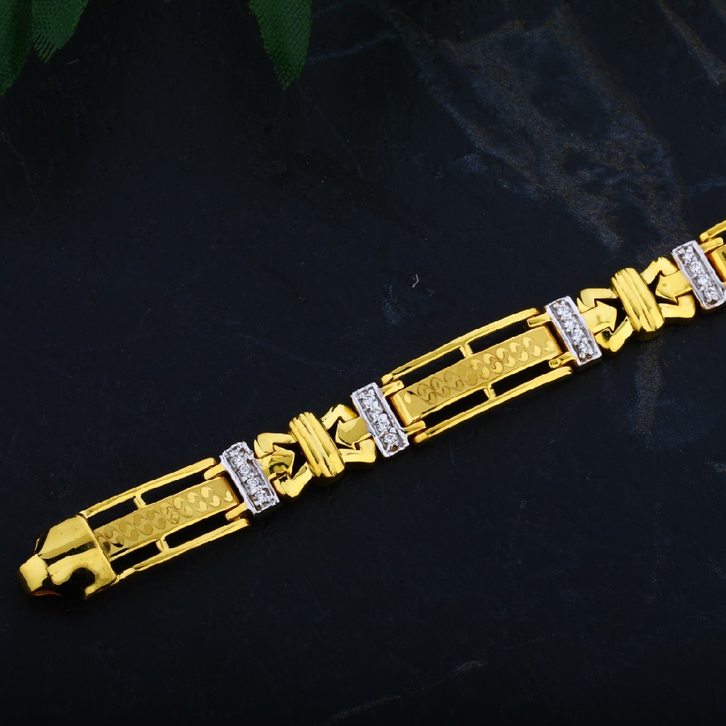 Mens 22K Gold Casting Designer Diamond Cz Bracelet-MCB03