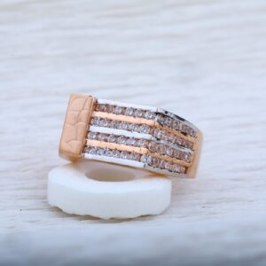 Mens 18K Rose Gold Daily Wear Cz Ring-RMR09
