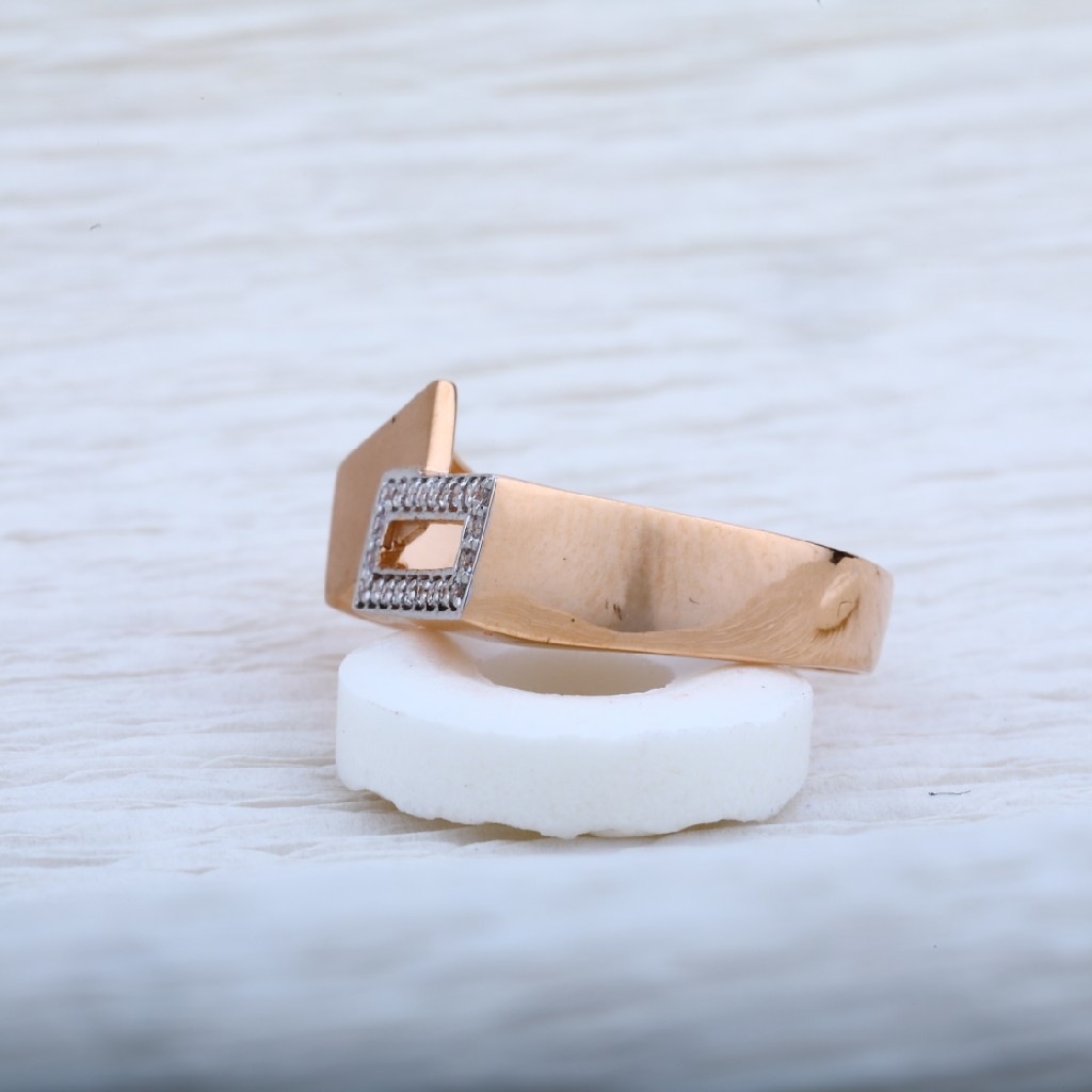 Mens 18K Fancy Rose Gold Cz Ring-RMR08 - Image 3