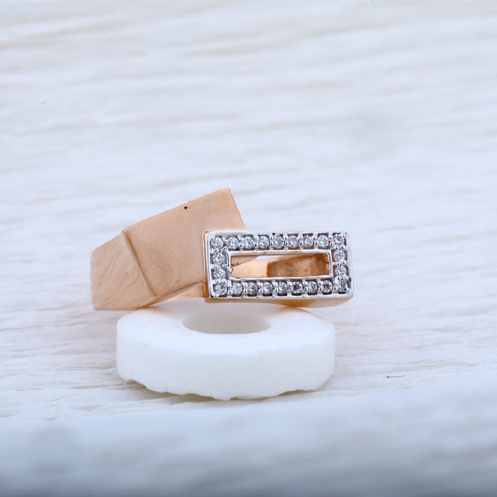 Mens 18K Fancy Rose Gold Cz Ring-RMR08 - Image 2
